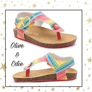 New Olive & Edie Rainbow Thong Sandals 9 1…